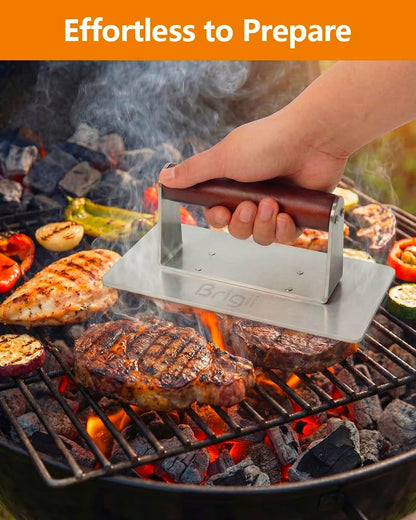 Brigii Smash Burger Press, Rectangular Grill Press, Bacon Press, Heavy Duty