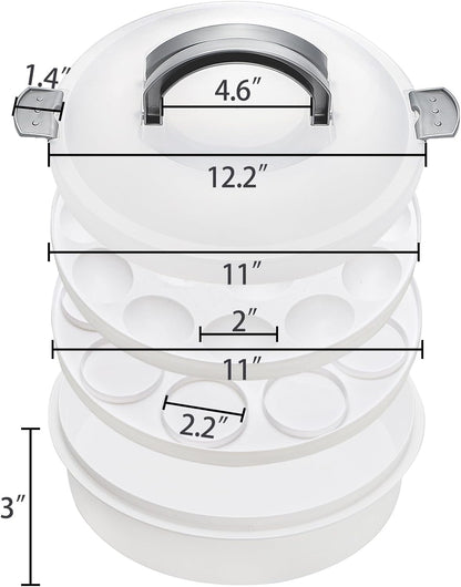 Lawei 12 Inch Round Dessert Carrier with Lid and Handle, 3-In-1 Portable Food Container for Pie, Cupcake, Cheesecake, Deviled Egg, Plastic Cake Transport Container Egg Holder for Picnics, Easter