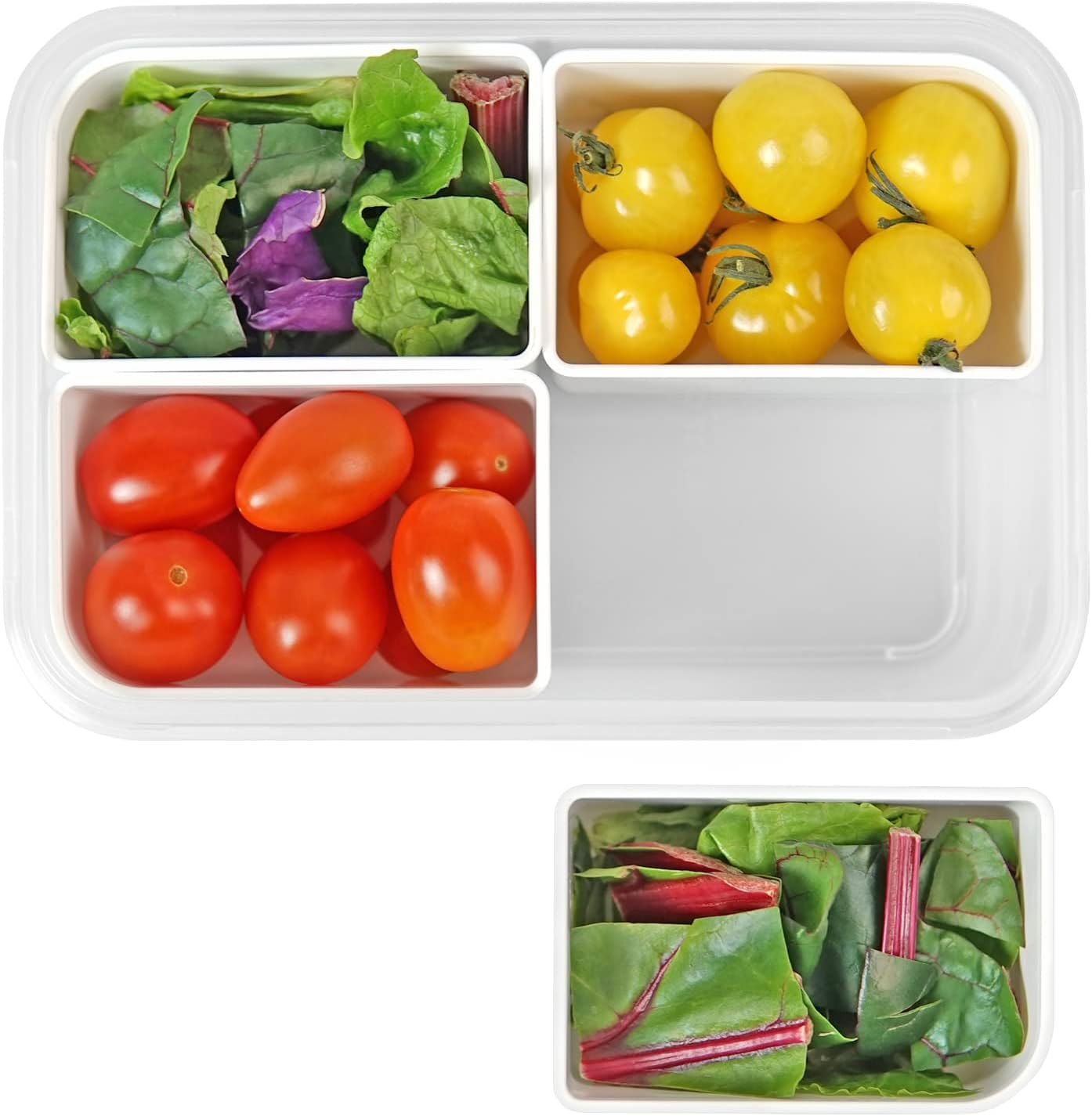 carrotez Food Storage Containers with 3 Removable Compartments, Food Prep Container with Airtight Lids, Portion Control Container, Microwave Safe, Reusable, 4.64 Cup (1100ml)