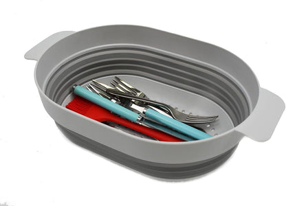 SAMMART 3L (0.8 gallon) Over The Sink Oval Colander (Grey, 1)