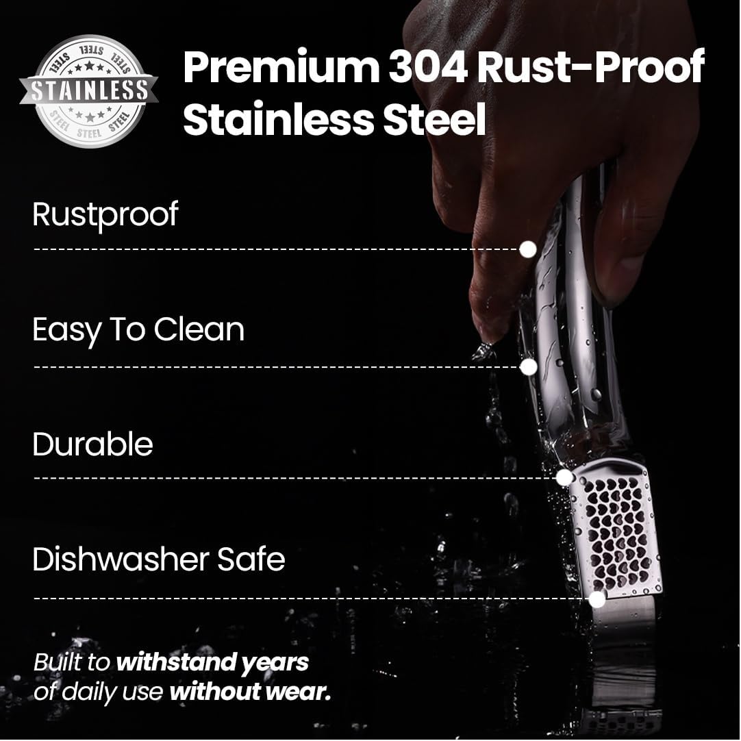 Gourmet Easy Garlic Press Lifetime Replacement, No Need to Peel, Fine Mince