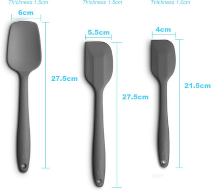 Silicone Spatula 3-piece Set, Ergonomic Handle High Heat-Resistant Spatulas, Non-stick Rubber Spatulas with Stainless Steel Core, Black