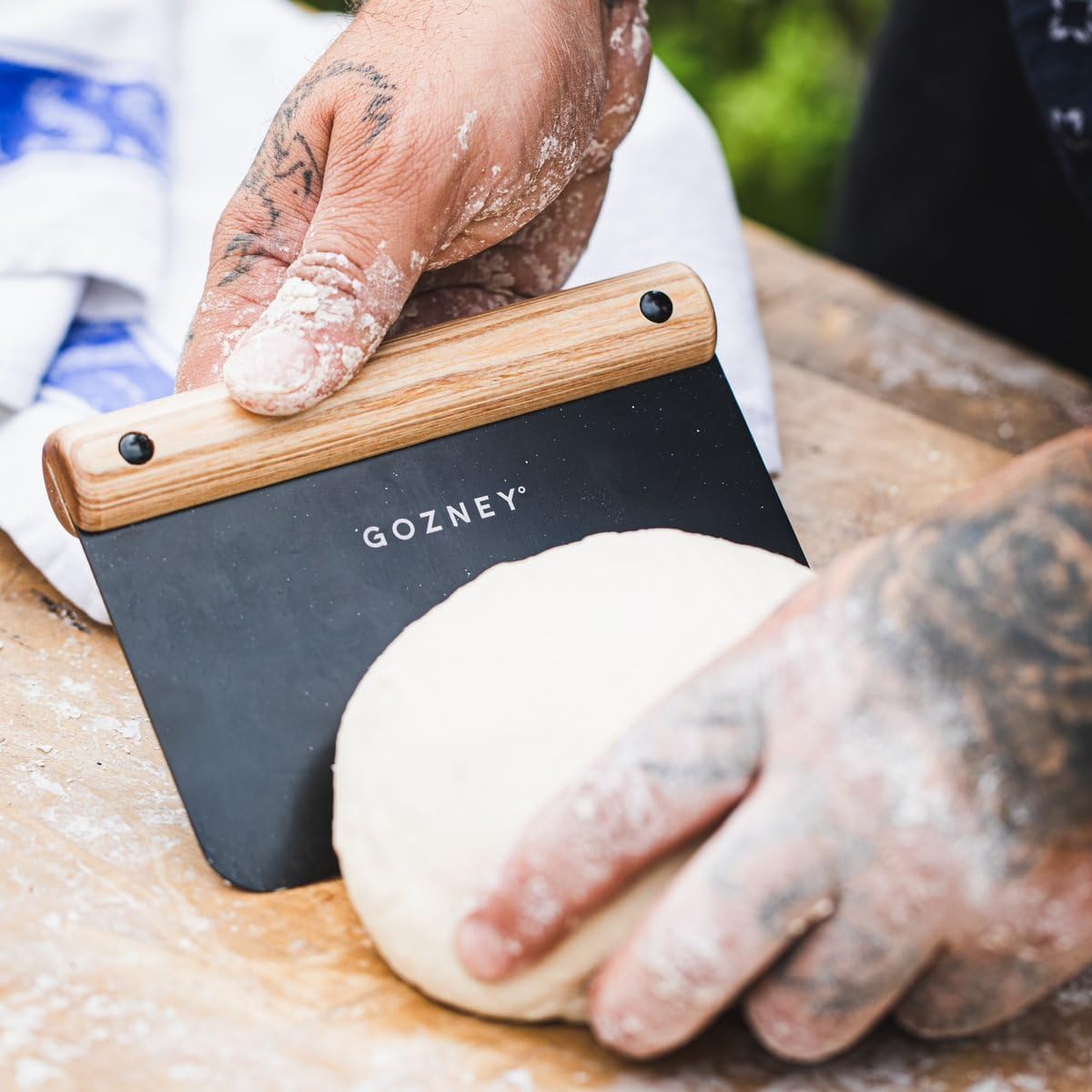 Gozney Dough Cutter, Wood Handle Pizza Dough Cutter, Stainless Steel