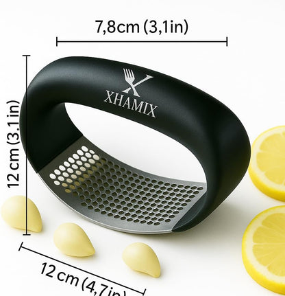 XHAMIX® Stainless Steel Garlic Press Rocker – Effortless Garlic Crusher & Mincer with Ergonomic Grip | Rust-Proof, Dishwasher Safe Garlic Tool for Home & Kitchen
