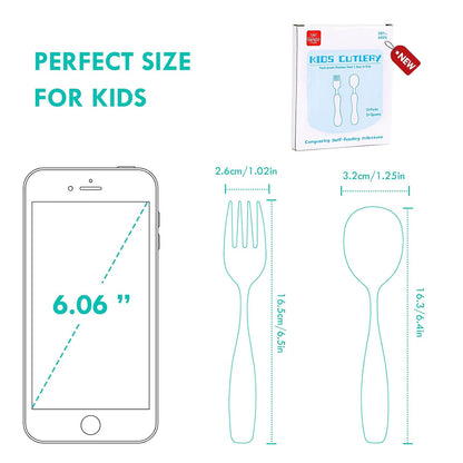 Lehoo Castle 6 Pieces Toddler Utensils, Kids Silverware for 2 3 4 Years Old, Stainless Steel Fork and Spoon Set with Plastic Handle, Safe Toddler Cutlery (Dinosaur)