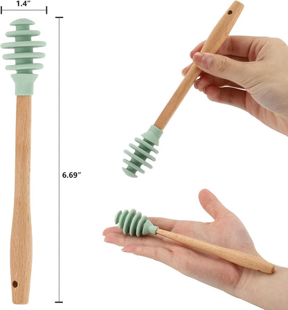 Tbestmax 8 Pcs Silicone Honey Dipper Sticks, 6.7 inch