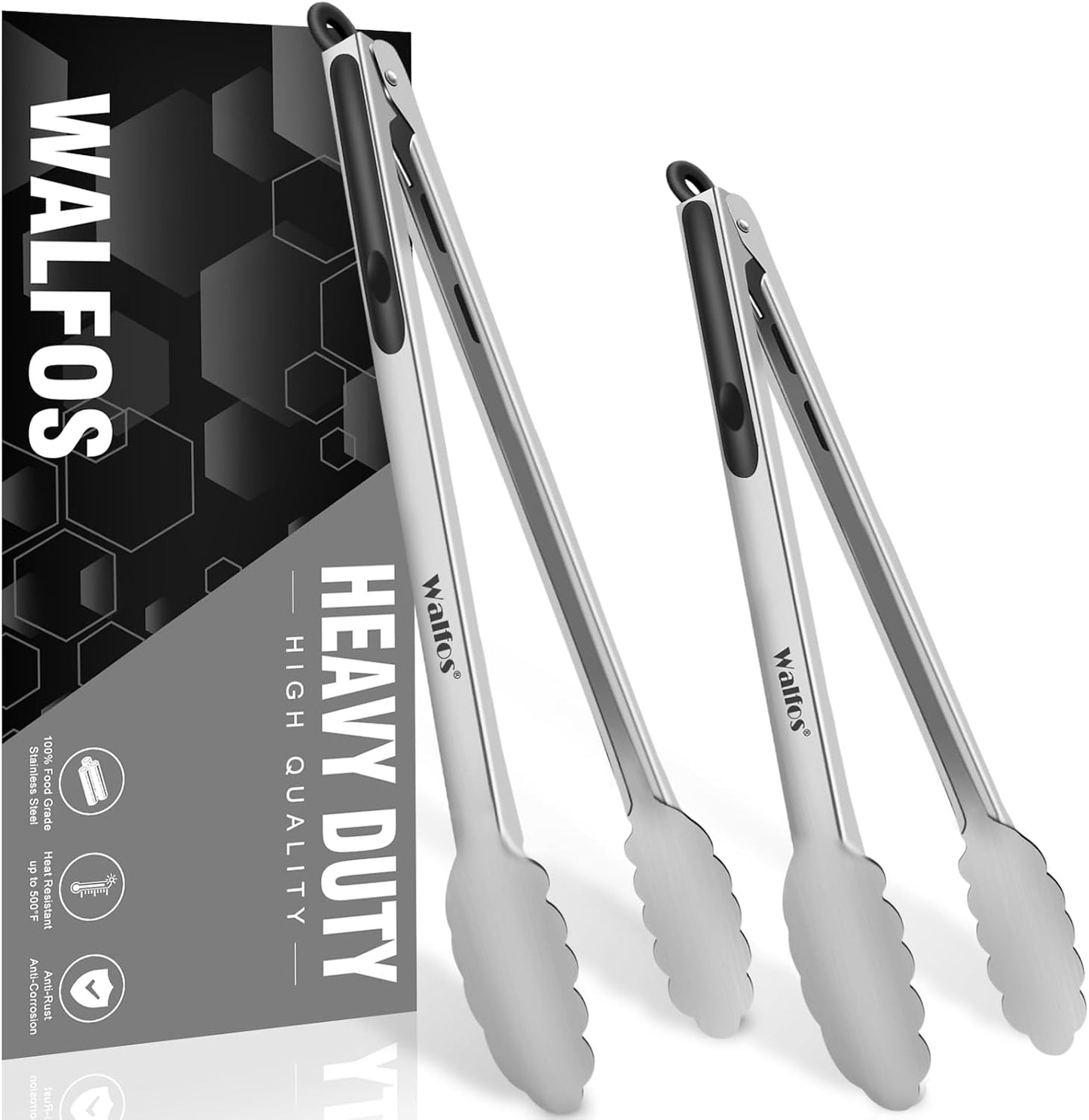 WALFOS Tweezer Tongs for Cooking, Kitchen Tweezers Stainless Steel Pasta Tweezers Tongs for Cooking, Roasting, Grabbing Small Objects, Dessert, BBQ, Spaghetti 3 Pcs (8+10+12-Inch)