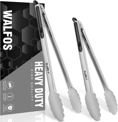 WALFOS Tweezer Tongs for Cooking, Kitchen Tweezers Stainless Steel Pasta Tweezers Tongs for Cooking, Roasting, Grabbing Small Objects, Dessert, BBQ, Spaghetti 3 Pcs (8+10+12-Inch)