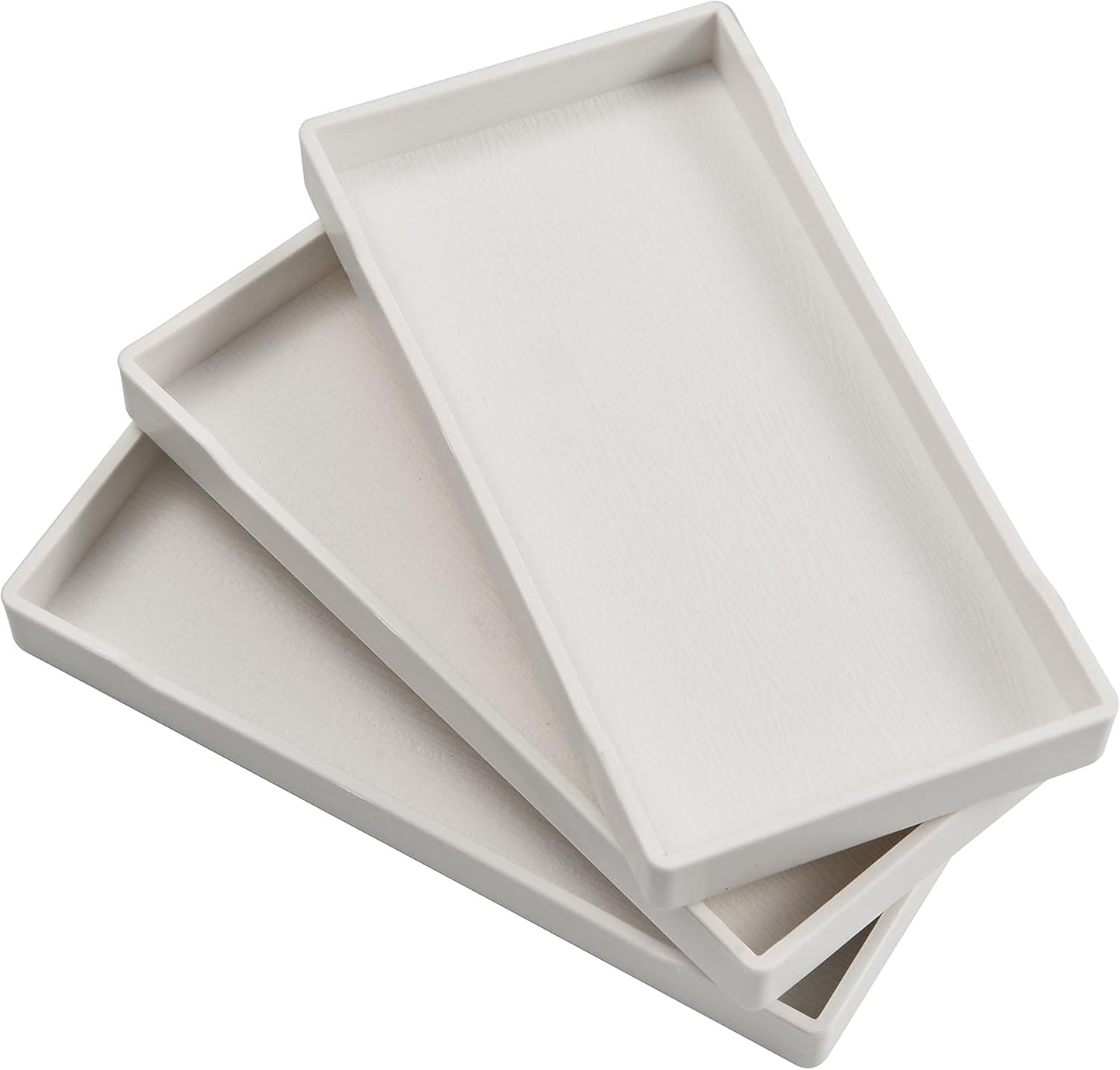 White Serving Tray (13.5 x 9.6 inch) for Serving Accessory, Elegant & Stackable Plastic Tray for Spa, Coffee, Drinks, Tea, Bar, Party, Seasoning, Perfume and Display Use.