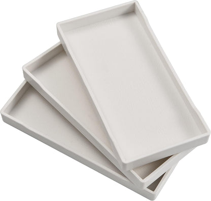 White Serving Tray (13.5 x 9.6 inch) for Serving Accessory, Elegant & Stackable Plastic Tray for Spa, Coffee, Drinks, Tea, Bar, Party, Seasoning, Perfume and Display Use.