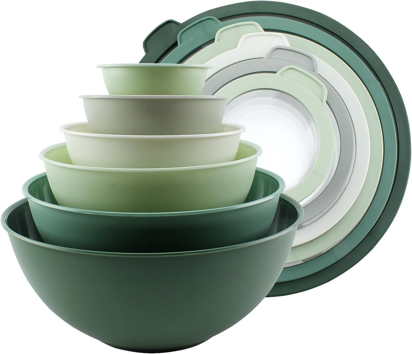 COOK WITH COLOR Mixing Bowls with Lids - 12 Piece Plastic Nesting Bowls Set includes 6 Prep Bowls and 6 Lids, Microwave Safe Mixing Bowl Set, Pink Embossed - Colors B