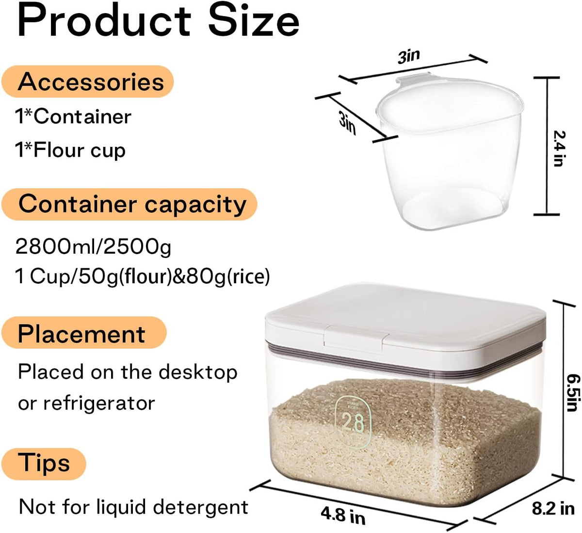 Flour Container 20LBS - 10 L /10.5 QT /10 KG - Rice Container Storage Food Grain Container Bins Household for Kitchen Pantry Organization (11L)