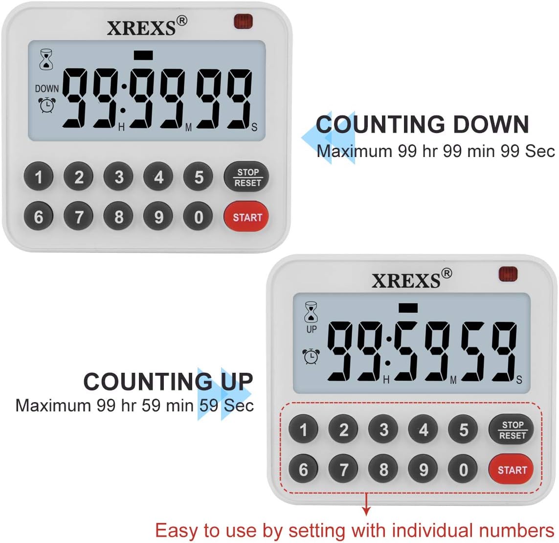XREXS Digital Kitchen Timer Magnetic Countdown Up Cooking Loud Alarm