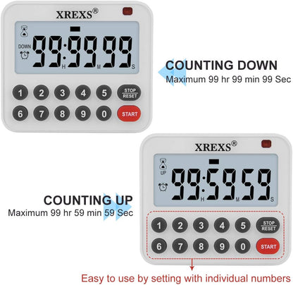 XREXS Digital Kitchen Timer Magnetic Countdown Up Cooking Loud Alarm