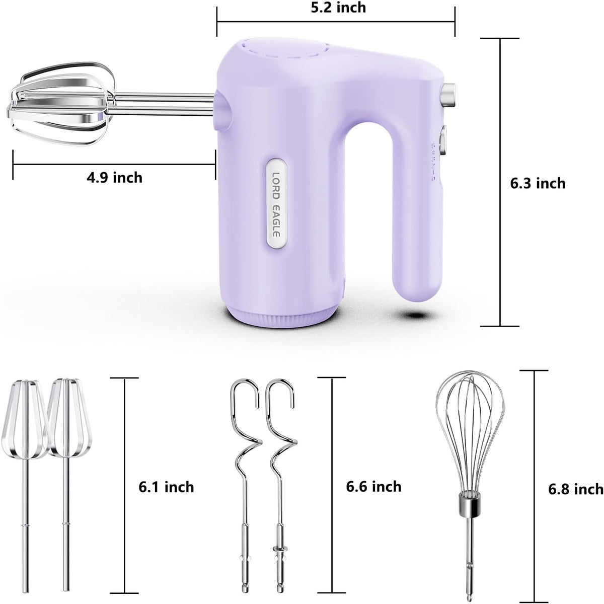 5-Speed Small Hand Mixer Electric, 300W Compact Portable, Black