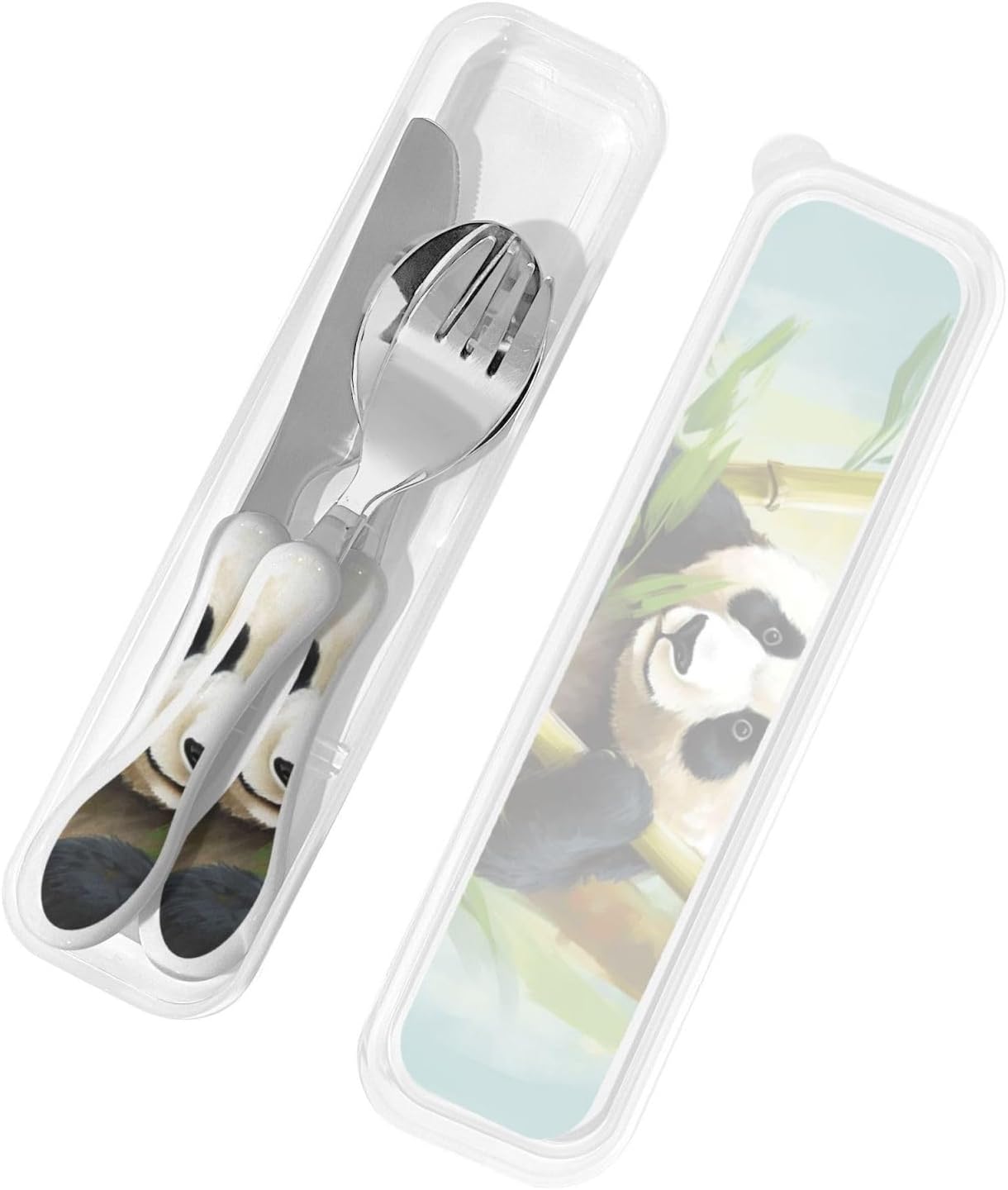 3-Piece Kids Silverware Set With Storage Case, Stainless Steel Reusable Children Safe Knife Spoon Fork Set Blue Active Girl Running Sunset Children Flatware Set For Kids Lunch Box - Colors A