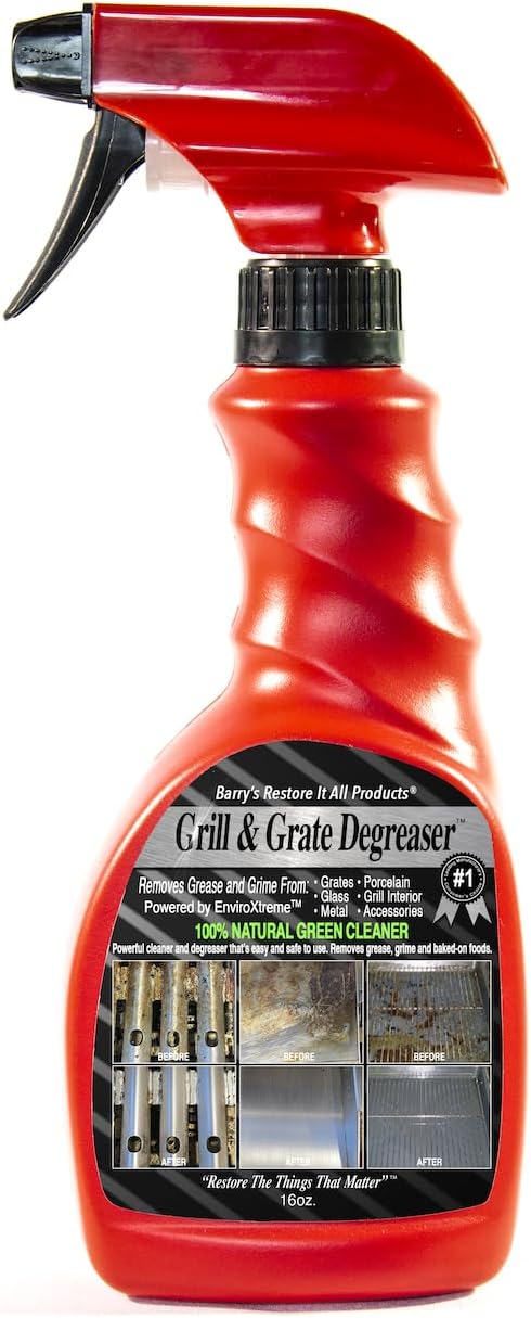 Barry's Restore It All Products - Grill & Grate Degreaser Spray (16oz.) | The BEST Solution for cutting GREASE, GRIME & BAKED-ON DEPOSITS from your BBQ Grates!