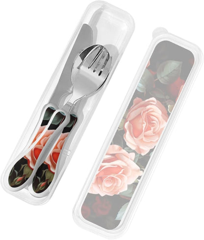 3-Piece Kids Silverware Set With Storage Case, Stainless Steel Reusable Children Safe Knife Spoon Fork Set Animal Cartoon Owls Cute Children Flatware Set For Kids Lunch Box