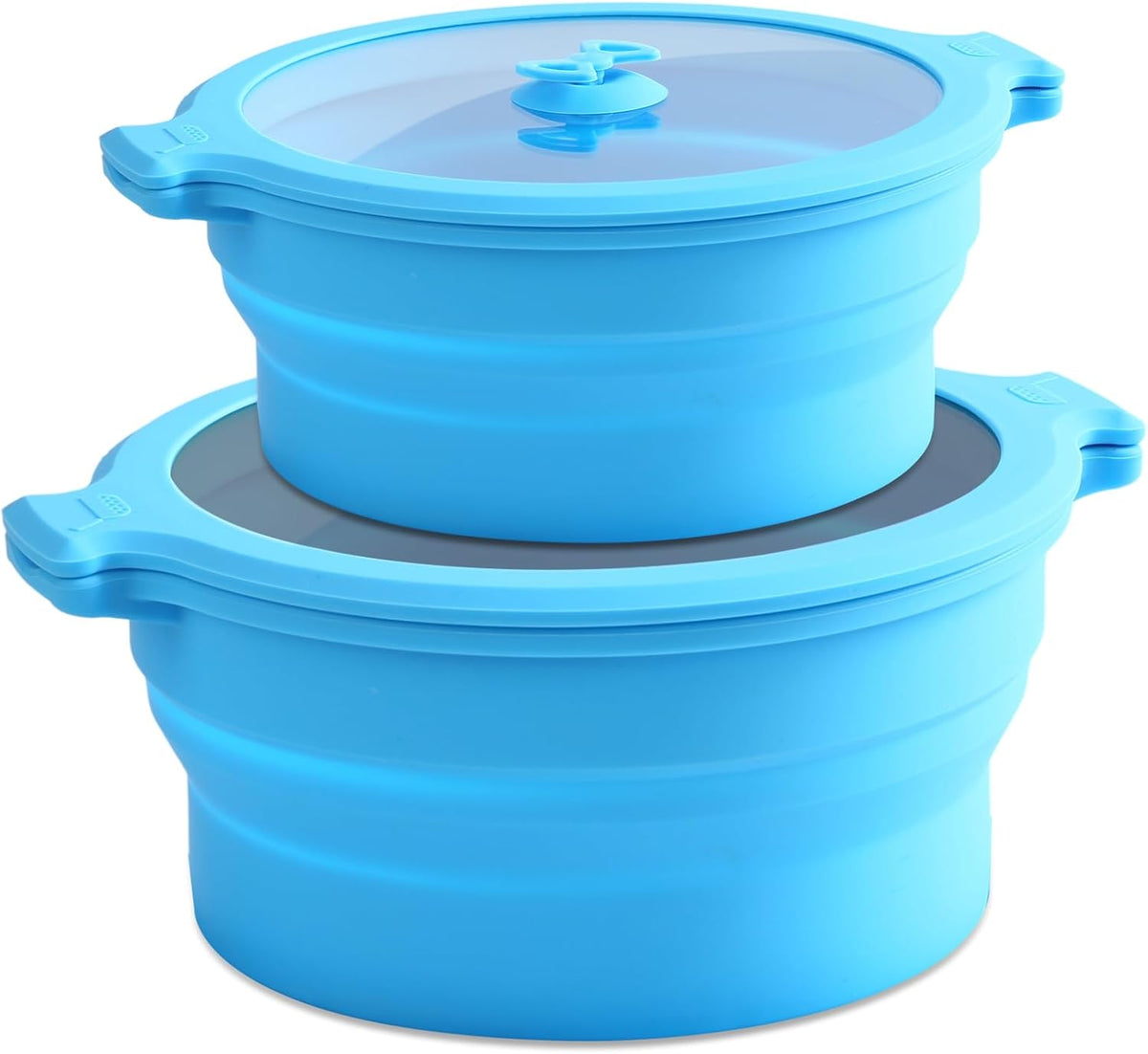 2 Set 27oz and 47oz Collapsible Silicone Microwave Vegetable Steamer Cooker