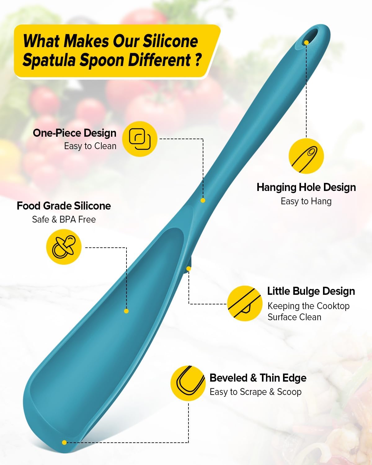 Pack of 2 Cooking Spoons for Non Stick Cookware, Multifunction Spatula Spoon BPA-Free, One-Piece Design, Suitable for Scooping, Scraping, Serving and Mixing(BLACK-GRAY)