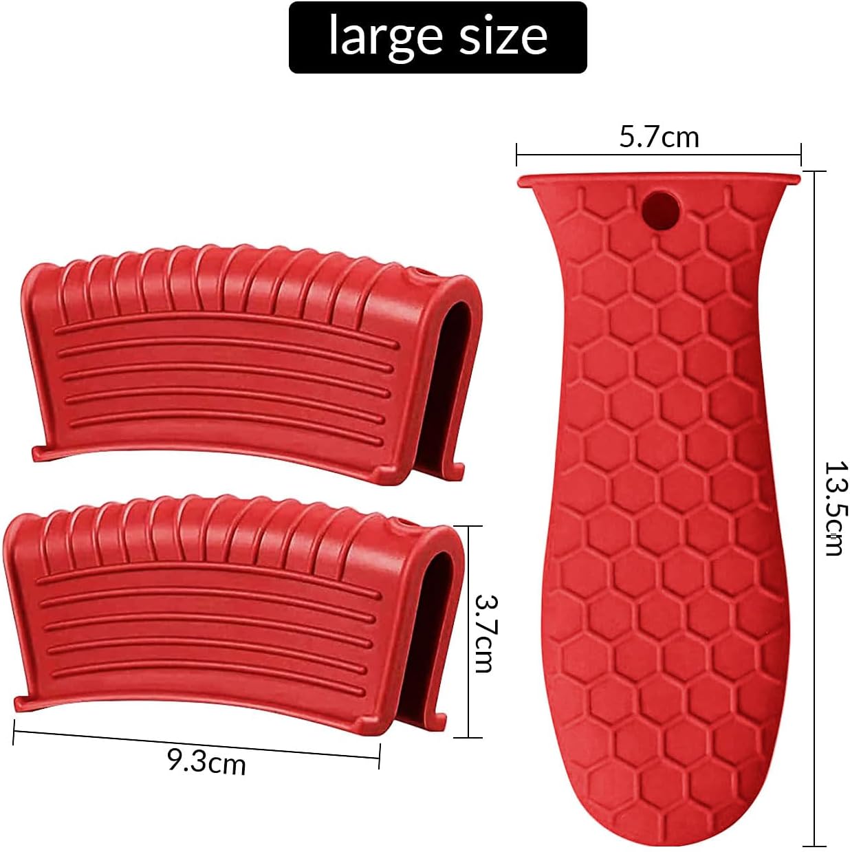 3 Piece Silicone Cast Iron Handle Cover with Pot Handle Covers Set，Cast Iron Handles Sleeve (Black-Small)