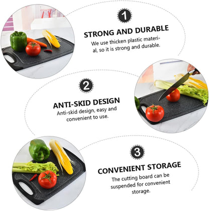 3pcs Anti-skid Plastic Cutting Boards Set, Large Thicker Dual-sided Kitchen Cutting Mats for Meats and Vegetables, Black Non-slip Home Use Chopping Board