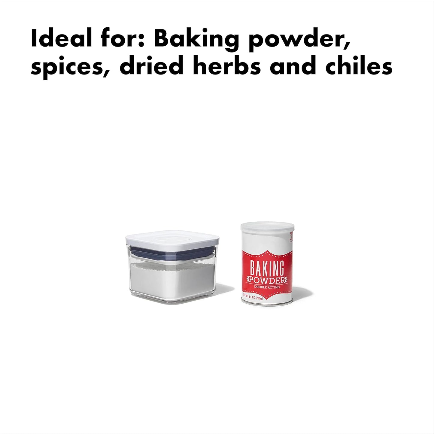 OXO Good Grips POP Container - Airtight Food Storage - Small Square Short 1.1 Qt Ideal for 1 lb of brown sugar or confectioner's sugar