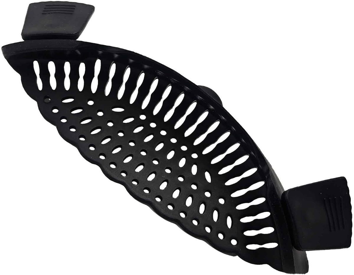 Blue Silicone Clip On Strainer, Universal Pot Colander for Draining Pasta, Vegetables and Kitchen Cooking