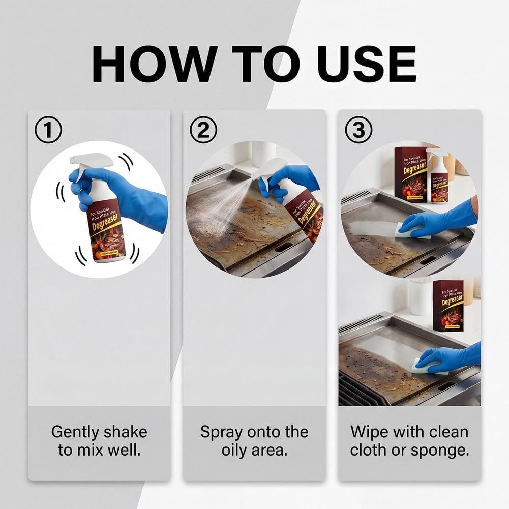 Grill Degreaser Spray 120ml – Heavy Duty BBQ Cleaner with Foaming Action, Fast-Acting for Stubborn Grease & Burnt Food on Grates, Stainless Steel, Oven