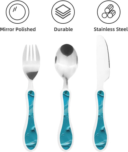 3-Piece Kids Silverware Set With Storage Case, Stainless Steel Reusable Children Safe Knife Spoon Fork Set Shih Tzu Dog Children Flatware Set For Kids Lunch Box
