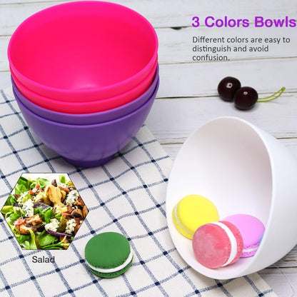 Silicone Mixing Bowl for Melting Chocolate, 6PCS (Green, Grey, White)