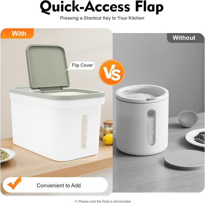 10kg/22Lbs Capacity Large Rice Container Flour Rice Dispenser Airtight Bulk Food Storage Bin with a Measuring Cup Large Storage Container for Food Grain Cereal Soybean Corn