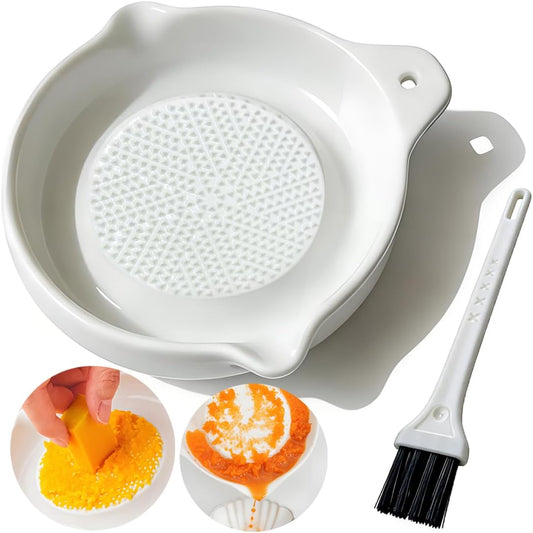 Ceramic Ginger Grater, Manual Kitchen Grinder Tool for Garlic, Fruit & Vegetable, Multipurpose Ginger Paste & Juice Maker, Easy-Clean Ginger Puree Grater for Kitchen