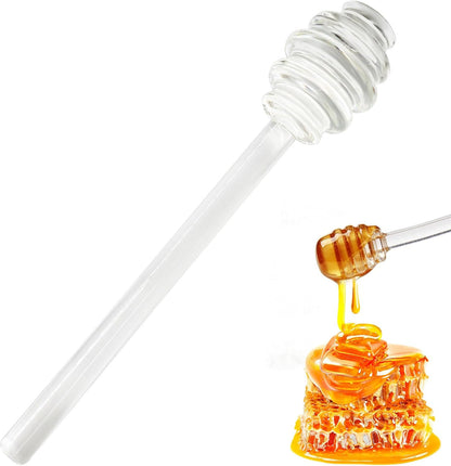 Glass Honey Dipper Stick, 6 Inch, Clear