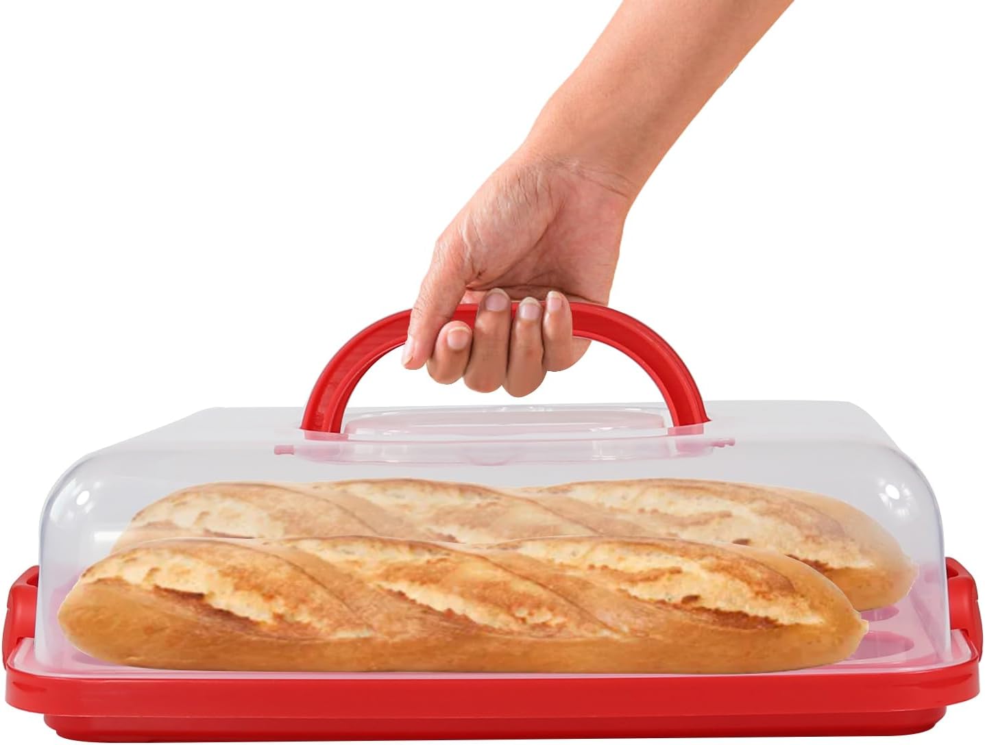 Cake Carrier with Lid, Cake Holder Cupcake Container for 12 Cupcakes 2 in 1 Portable Dessert Container for Pie Muffin Cobbler (Red)