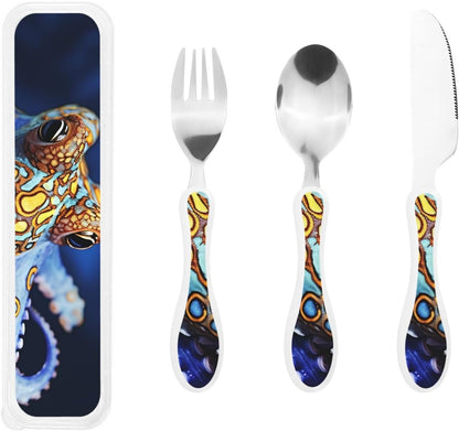 3-Piece Kids Silverware Set With Storage Case, Stainless Steel Reusable Children Safe Knife Spoon Fork Set Ballroom Dance Children Flatware Set For Kids Lunch Box