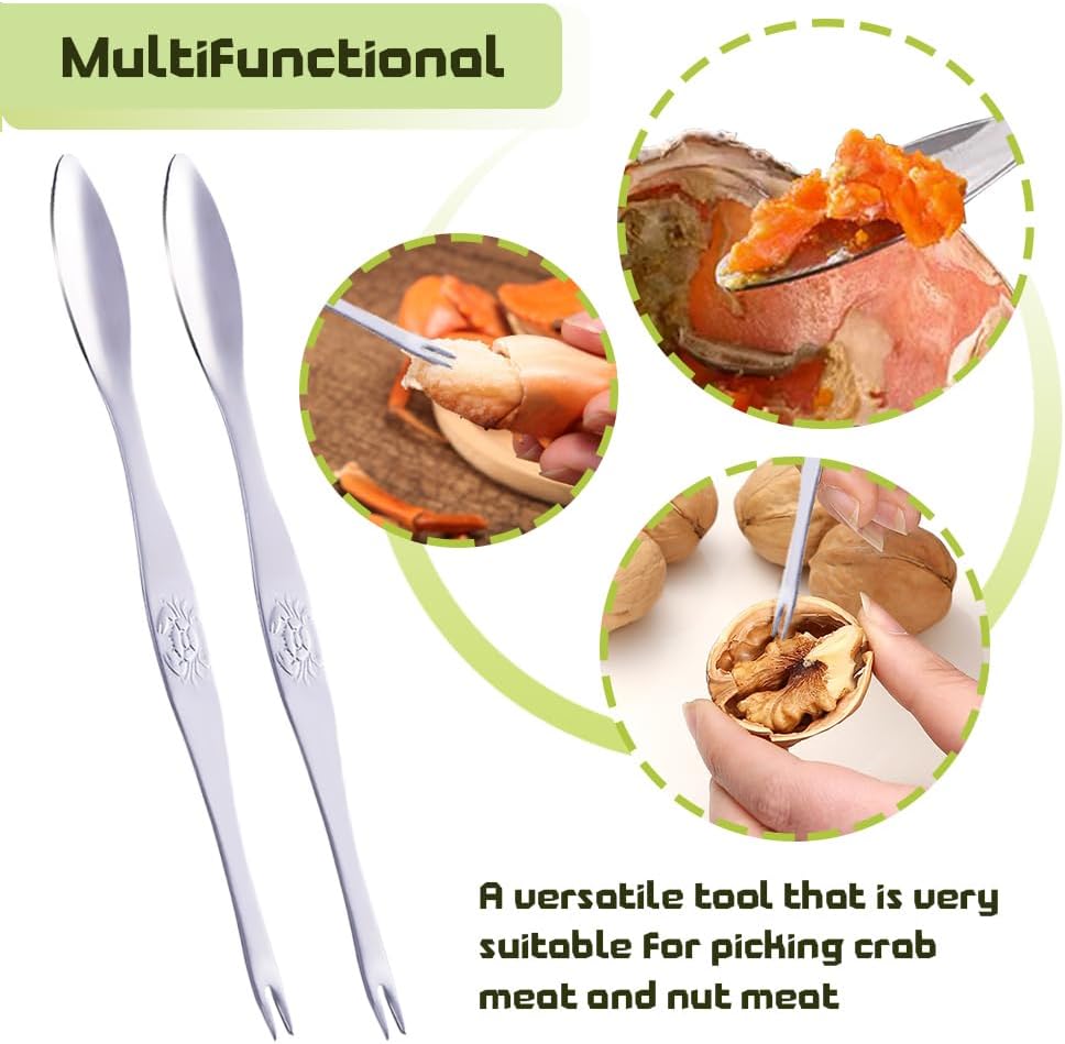 Nut Cracker, Nutcracker, Seafood Tools, Walnut Cracker for All Nuts, Heavy Duty Shell Cracker with 2 PCS Forks/Picks, Lobster Crab Crackers with Non-slip Handle