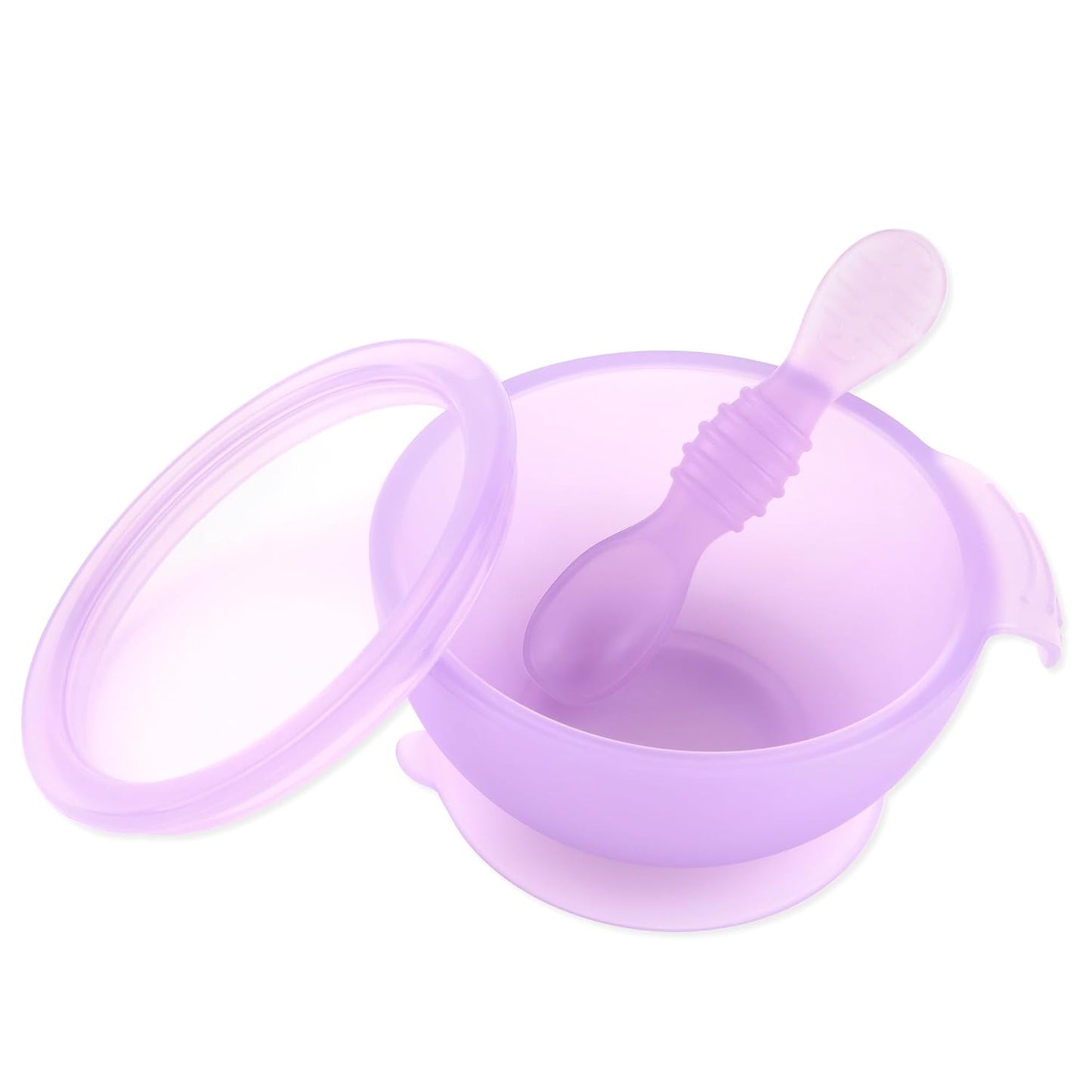 Bumkins Baby Bowl, Silicone Feeding Set with Suction for Baby and Toddler, Includes Spoon and Lid, First Feeding Set, Training Essentials for Baby Led Weaning for Babies 4 Months Up, Sage