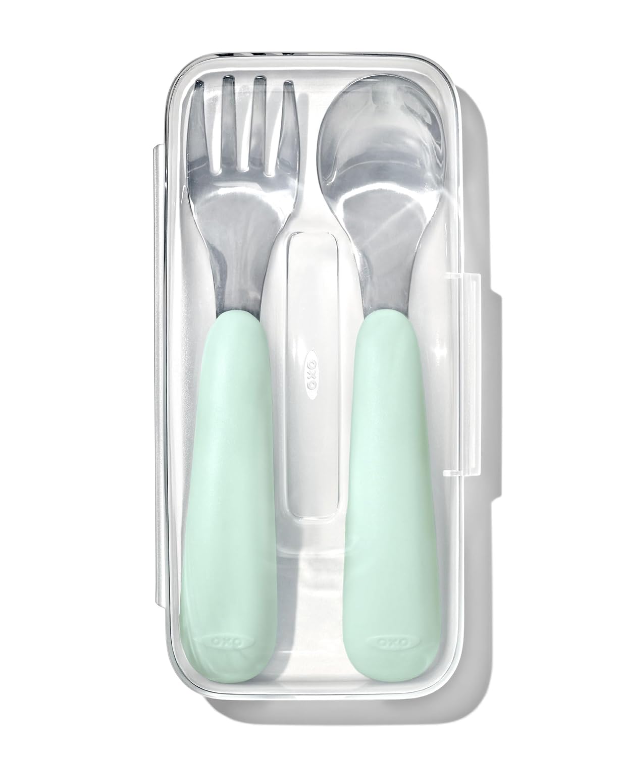 OXO Tot On-The-Go Fork and Spoon Set with Dusk and Opal Travel Cases, Stainless Steel Utensils