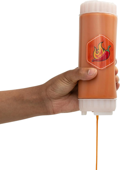 No‑Drip FIFO BBQ Sauce Squeeze Bottle – 18oz BPA-Free Refillable Dispenser with White Twist Cap for Mess-Free Pouring – Ideal for Barbecue, Glazes, Honey Mustard, Marinades, Teriyaki