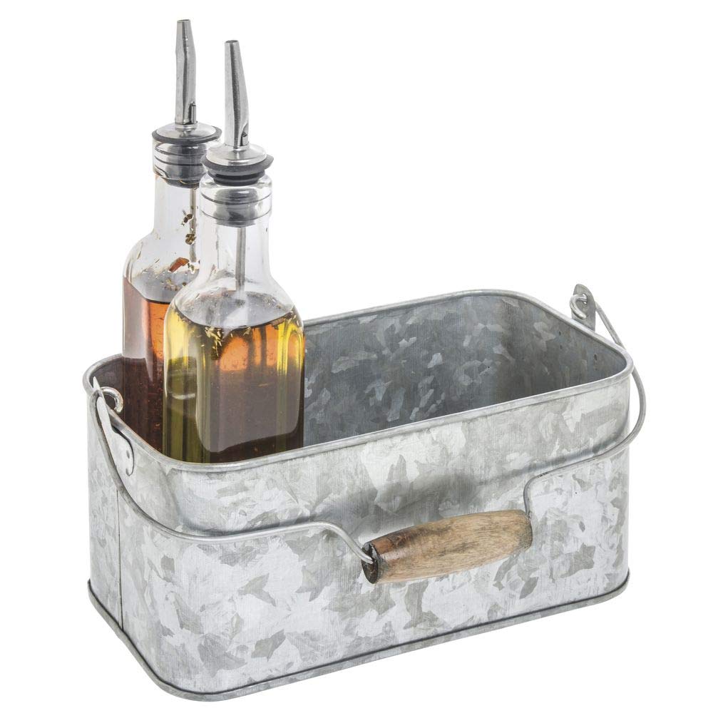 HUBERT Galvanized Metal Flatware Caddy - 9"L x 5"W x 4 3/4"H