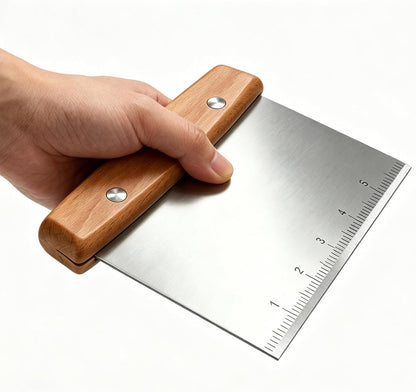 stainless steel bench scraper，dough scraper for bread, pizza dough cutter, baking and vegetable chopping - versatile kitchen tool (2, Silver)