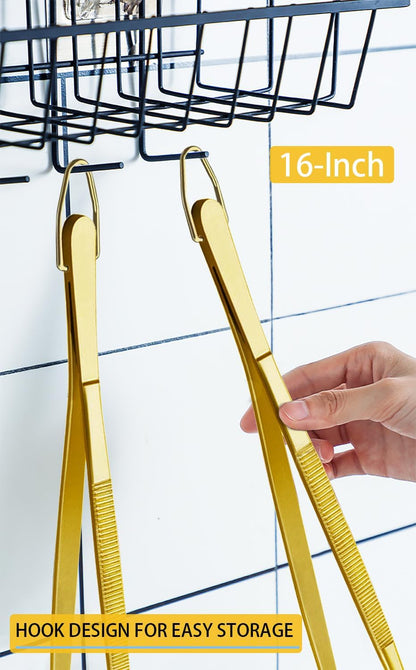 JETKONG 2 Pcs 12-Inch Kitchen Tweezers Fine Tweezer Tongs, Extra-Long Stainless Steel Cooking Tweezers (Silver)