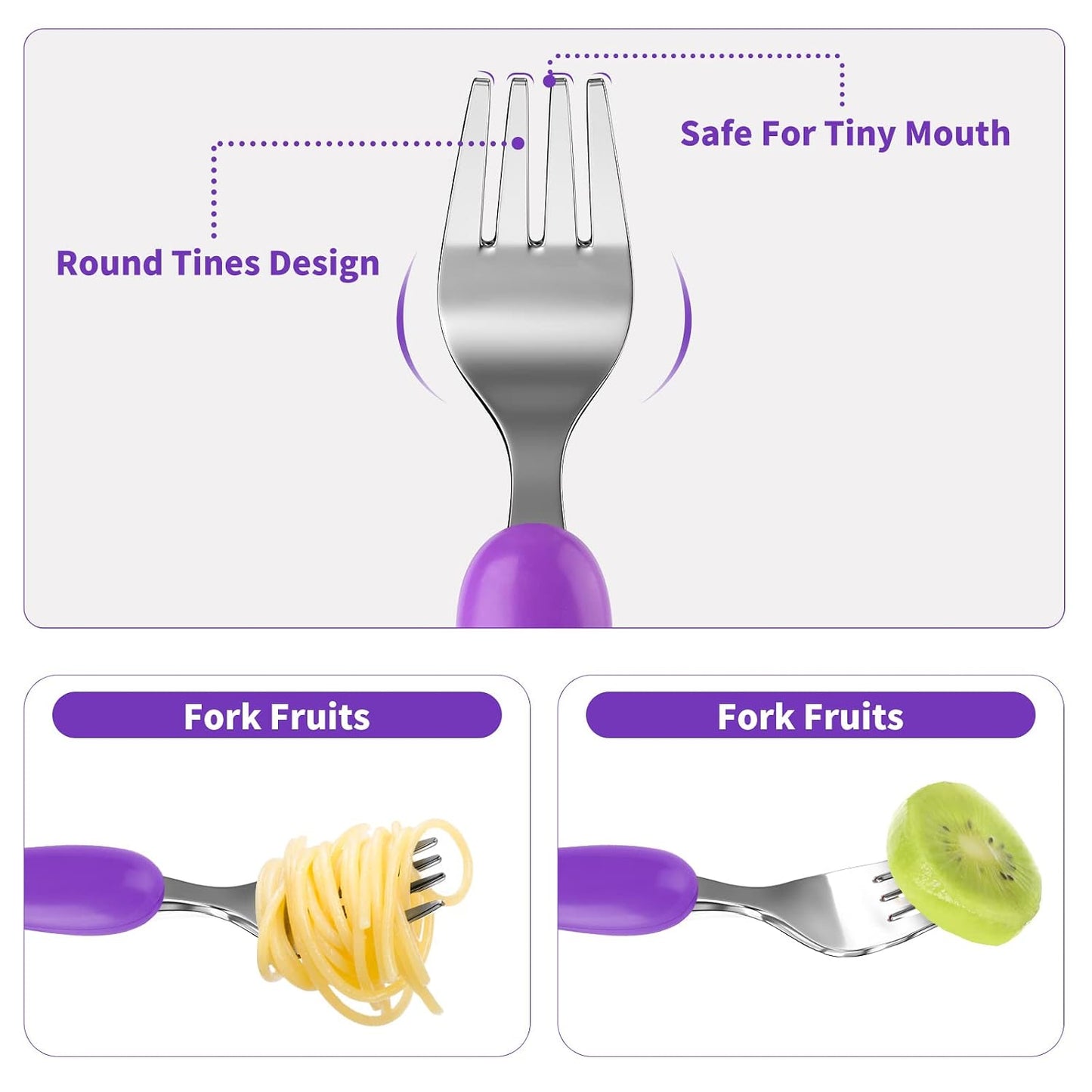 Lehoo Castle 6 Pieces Toddler Utensils, Kids Silverware for 2 3 4 Years Old, Stainless Steel Fork and Spoon Set with Plastic Handle, Safe Toddler Cutlery (Dinosaur)
