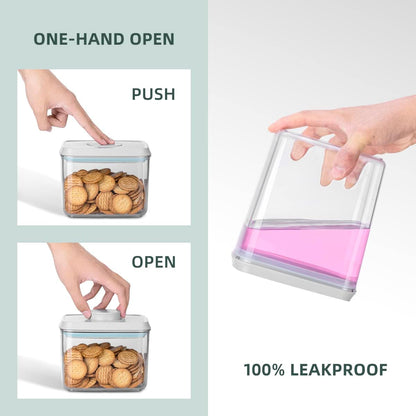Food Storage Containers with Lids,2.9Qt 2Pcs Airtight Pop Food Storage Containers, BPA-Free Stackable Kitchen Pantry Organizers and Storage, One Button Opening Flour and Sugar Container Sets