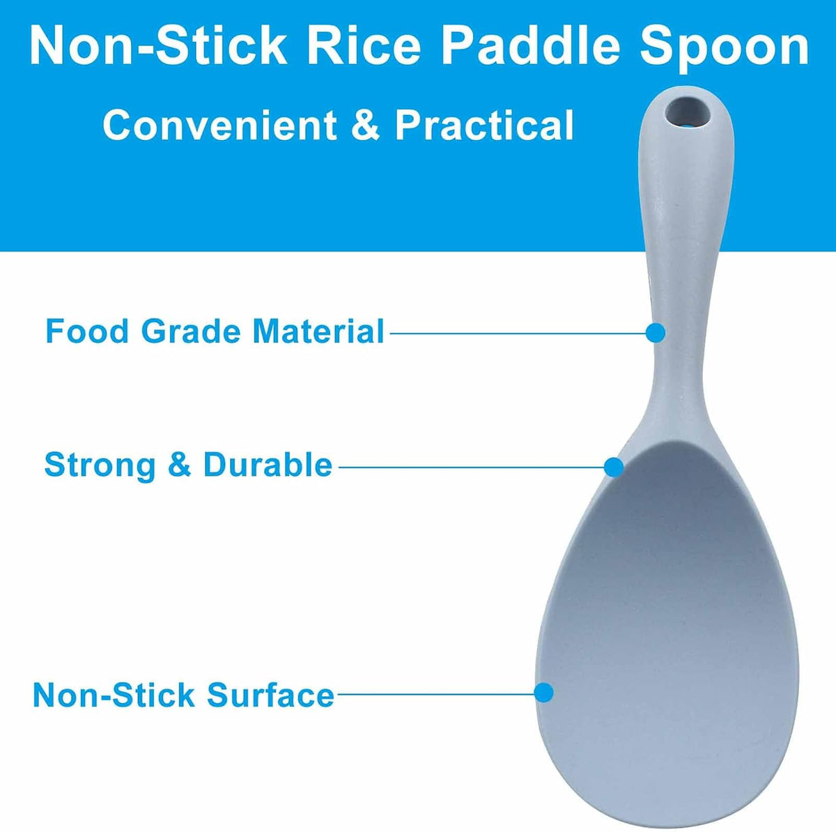 2Pcs Silicone Rice Paddle, Gray