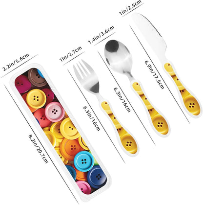 3-Piece Kids Silverware Set With Storage Case, Stainless Steel Reusable Children Safe Knife Spoon Fork Set Blue Active Girl Running Sunset Children Flatware Set For Kids Lunch Box - Colors A