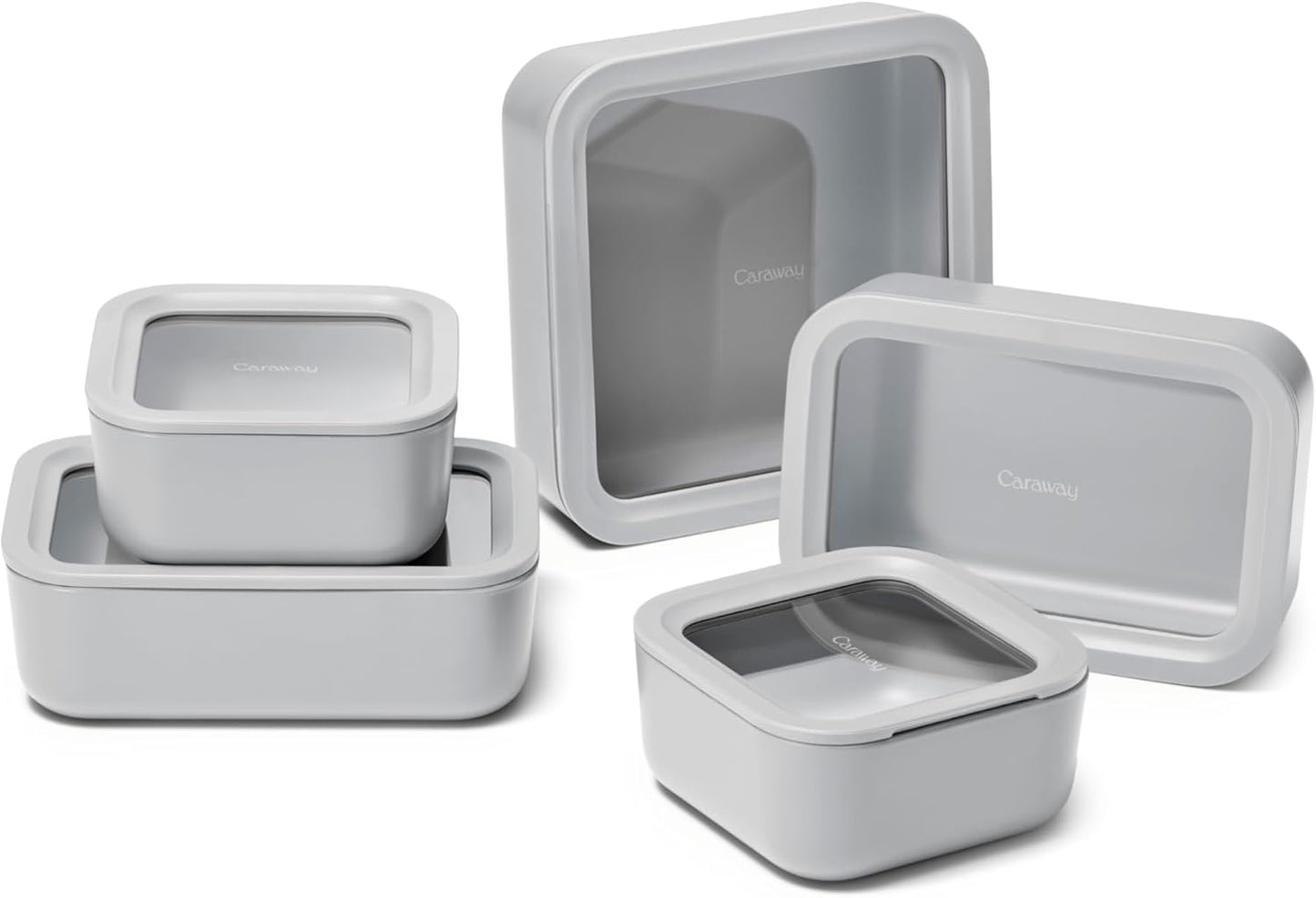 Caraway 13pc Glass Food Storage Container Set - Easy to Store, Non Toxic Lunch Box - with Glass Lids - Includes Storage Organizer - Mist