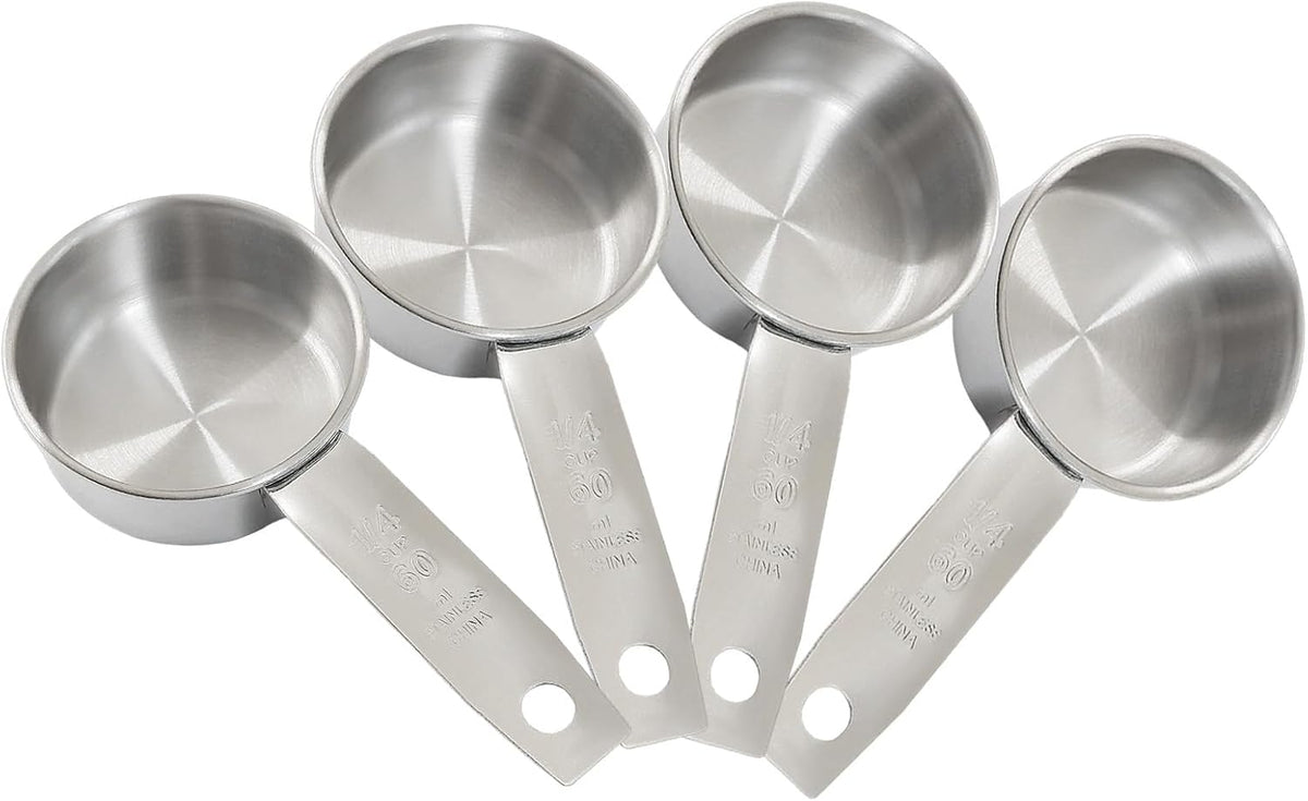 4 PCS 1/4 Cup Stainless Steel Pet Food & Measuring Scoop