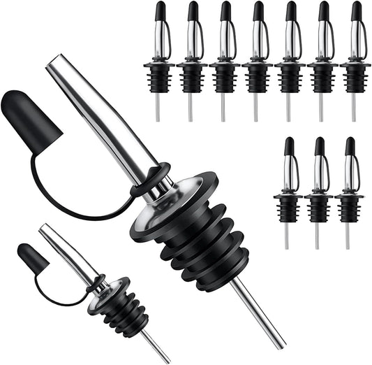 Pafusen Liquor Pour Spout With Dust Caps - Bottle Pourers for Alcohol, Olive Oil - Speed Pourers, Bar Bartender Accessories
